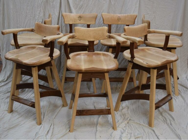 Edition #4 - Brian Noel 7 Bar stools of walnut and maple