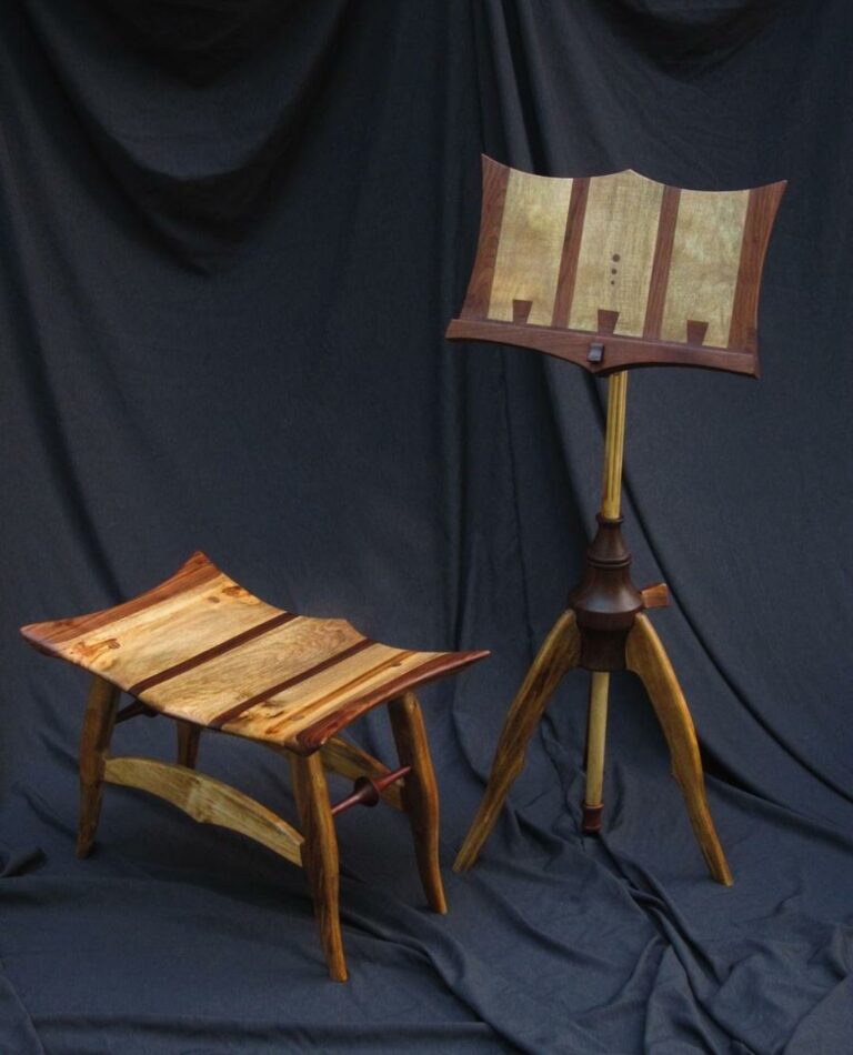 Edition #4 - Brian Noel 9 music stand and bench walnut and myrtlewood