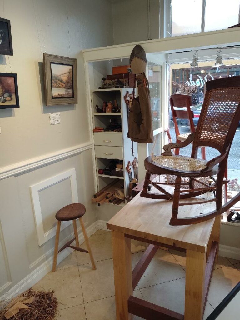 Edition #4 - Brian Noel 35 restoring an old chair in my working corner of our gallery